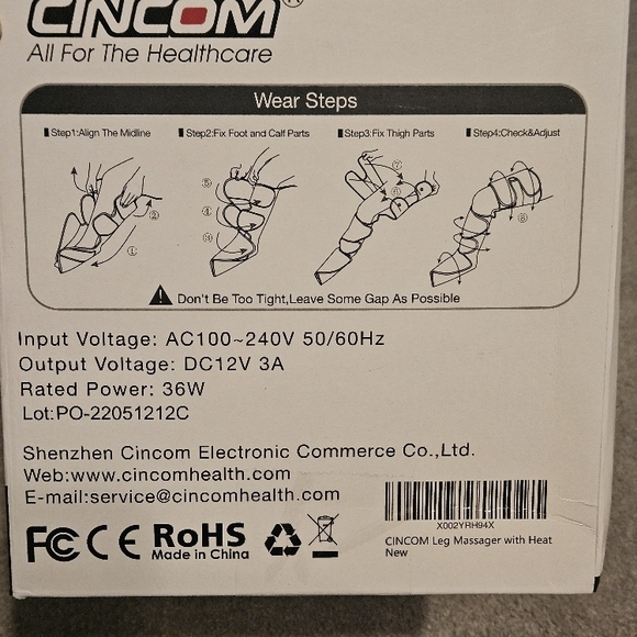 CINCOM Air Compression Leg Massager with Heat brand new still in box - Picture 2 of 3